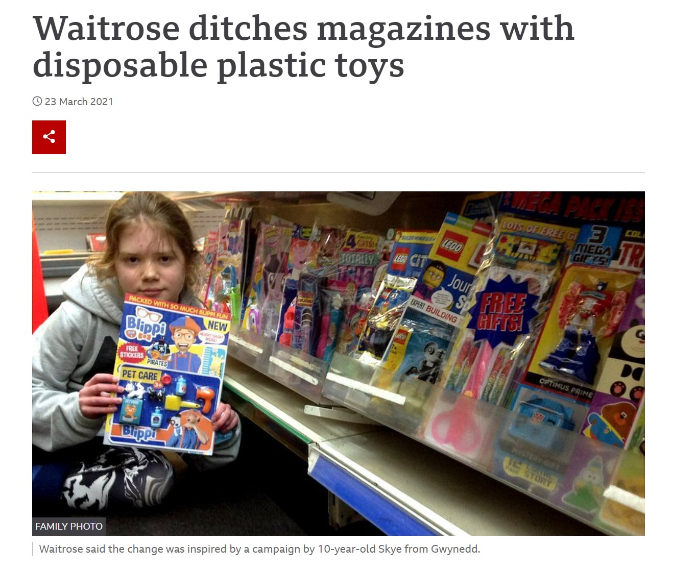 Waitrose stop selling magazines with plastic toys